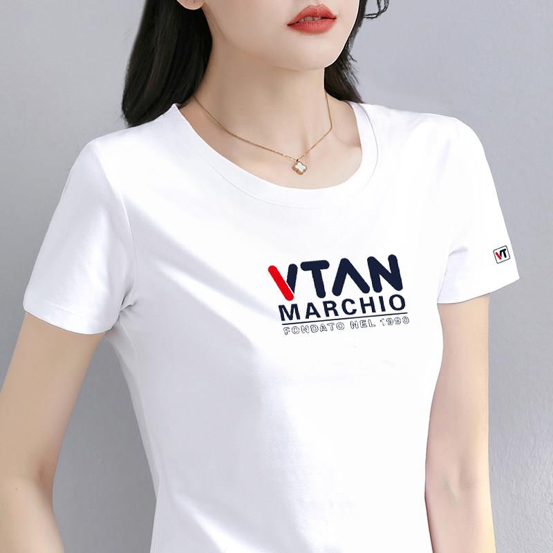 潮牌CVY短袖t恤女2025夏季新款韩版时尚洋气百搭纯棉正肩圆领上衣