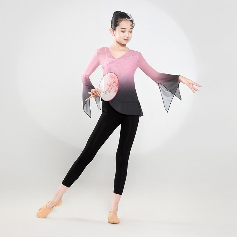 正品儿童古典舞渐层纱国练衣功服女童艺舞蹈服装幼儿考身韵中舞演