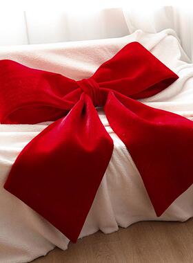 网红红色绒布超大号圣诞蝴蝶结加大圣诞节挂件圣诞树挂饰喜庆场景