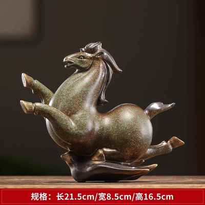 正品陶马踏飞燕摆办件创意招马家居客财厅公室桌面装饰工艺瓷礼品