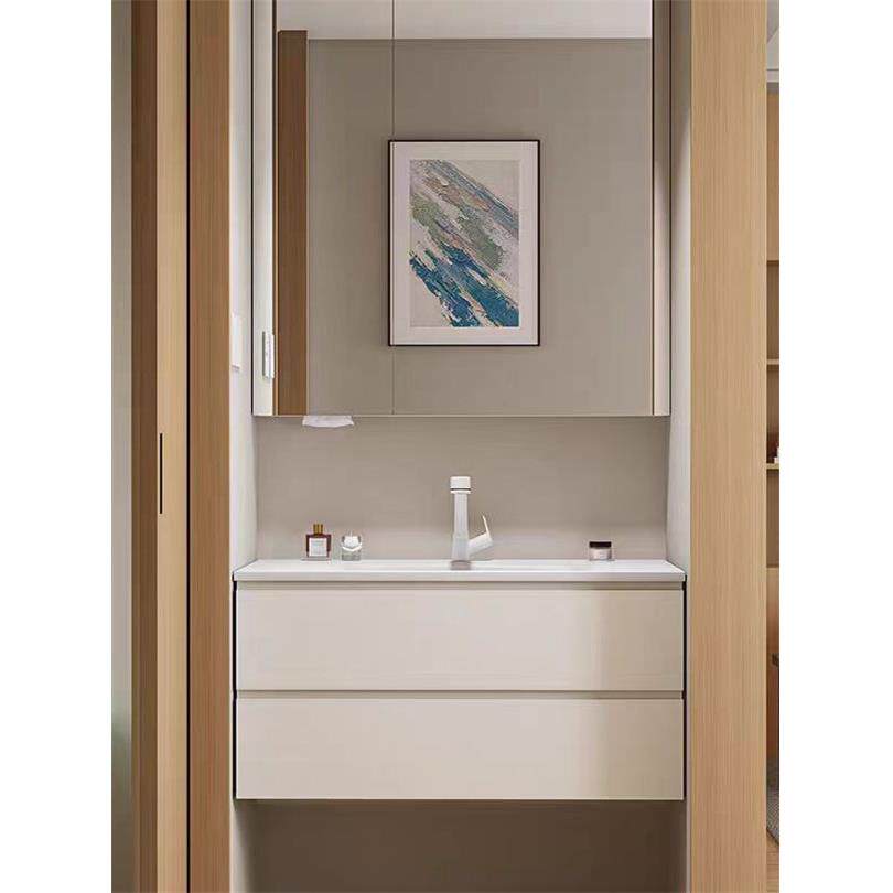 尺寸定制实木免漆浴室柜陶瓷一体盆卫生间通顶镜柜洗漱台洗脸盆柜