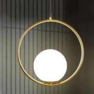 北欧卧室床头吊灯现代简约轻奢吧台餐厅灯单头奶白玻璃圆球小吊灯