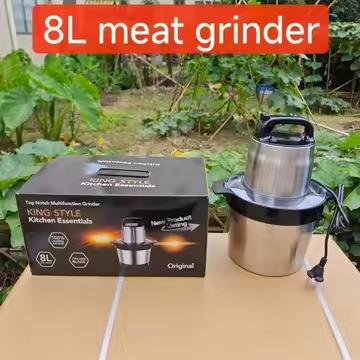 外贸跨境电动8L绞肉机不锈钢绞馅机搅拌机家用玻璃蒜蓉料理机