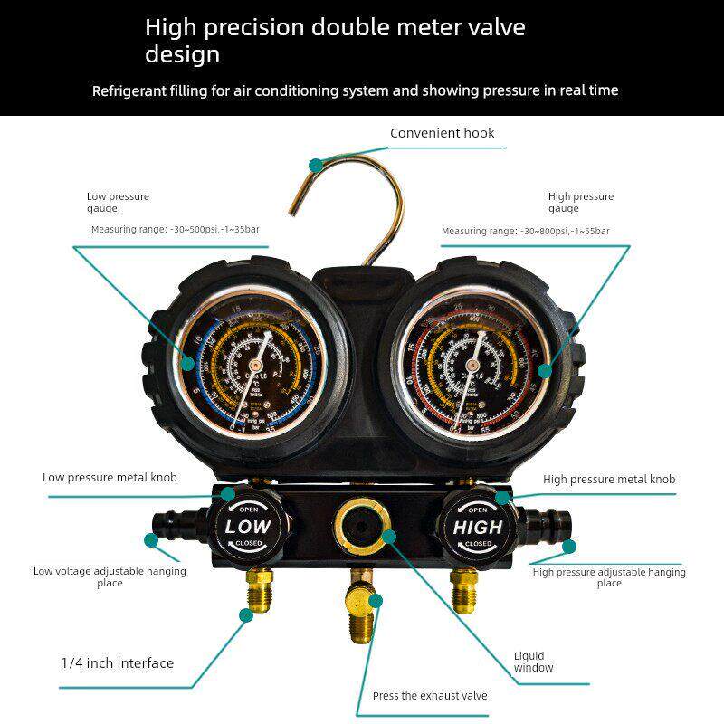 中意汽车空调氟化物表家用制冷剂R410Ar134A制冷剂压力表充液工具