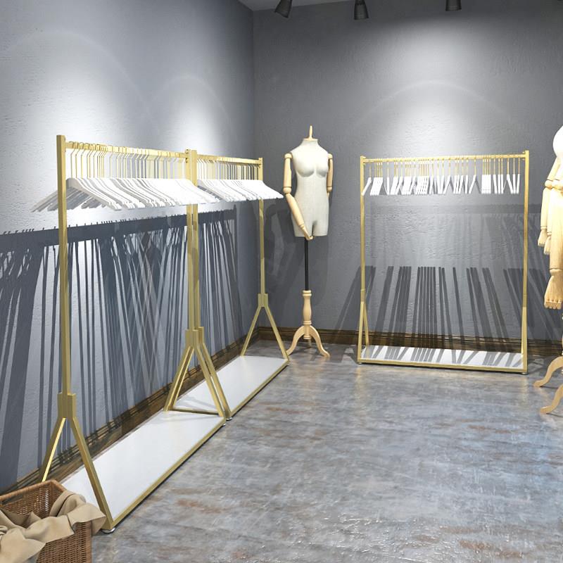 纳米金色服装店展示架童装店挂衣架服装展示架女装店陈列货架落地