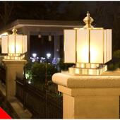 太阳能户外庭院别墅围墙全铜大门口柱子防水圆球柱头门灯高级现代