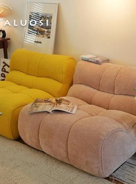 布艺汪汪单人位沙发奶油风现代简约卧室阳台客厅休闲 懒人沙发椅