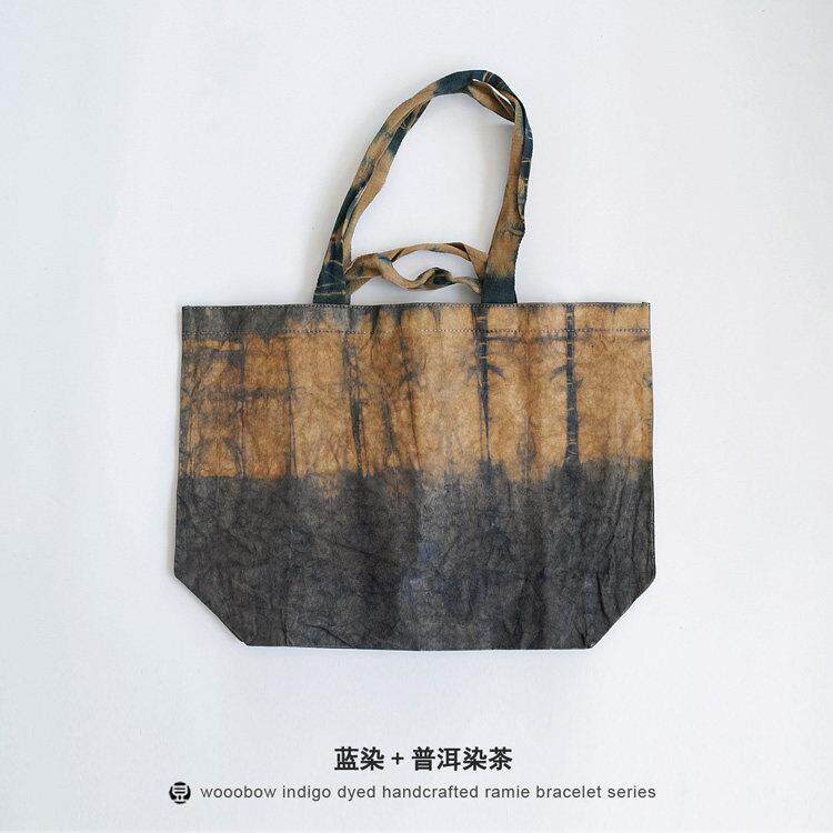 【购物袋】多彩植物染手工扎染环保水洗牛皮纸系列原创设计手提袋