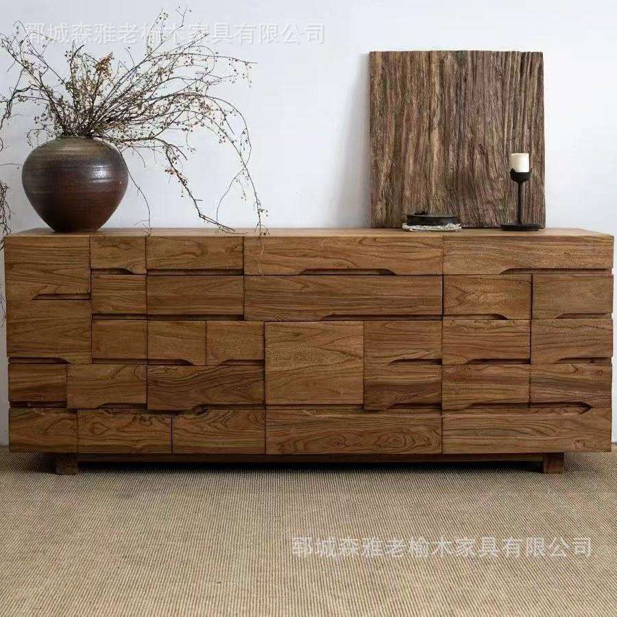 实木餐边柜客厅卧室靠墙多斗储物柜民宿玄关展示柜诧寂风餐边柜