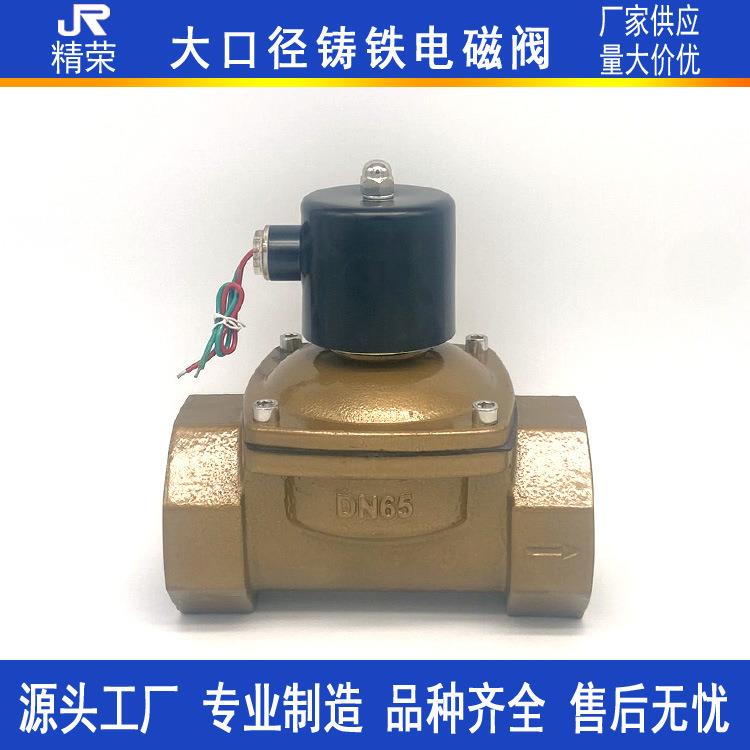 常闭电磁阀2W-65螺纹铸铁阀体气阀DN65DN80DN100大口径水阀C220V