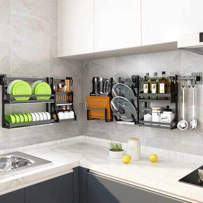 Stainless Steel Kitchen Storage Rack Wall-mounted Hardware H