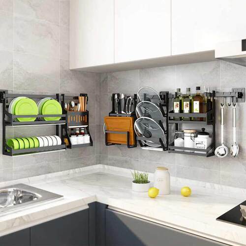 Stainless Steel Kitchen Storage Rack Wall-mounted Hardware H
