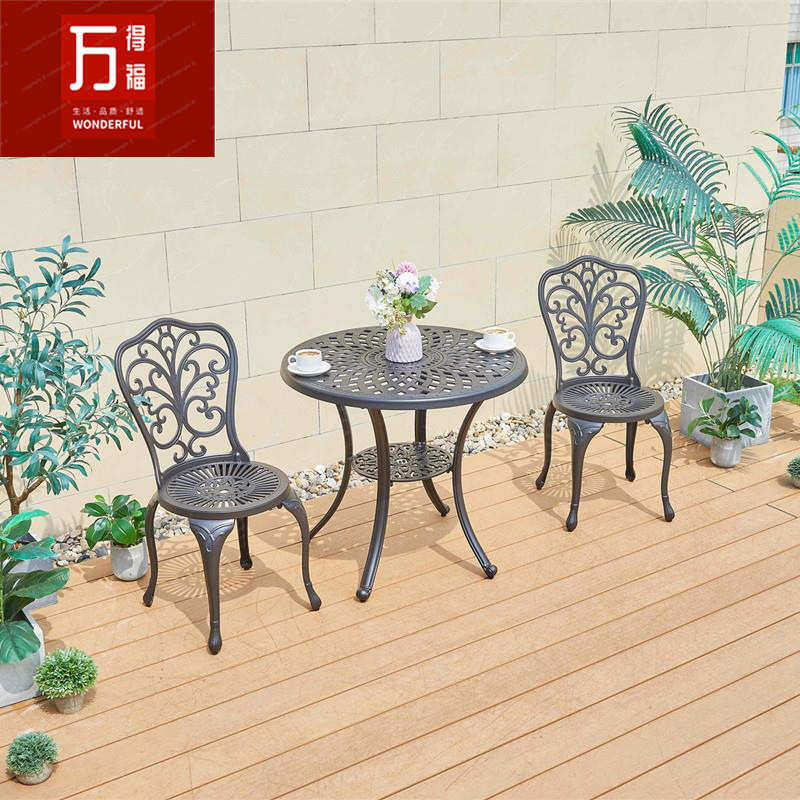 户外铸铝桌椅休闲庭院组合室外露台露天防水防晒阳台小茶几三件套,户外/登山/野营/旅行用品,户外桌椅套装,淘宝优惠券,粉丝福利购,淘宝优惠卷