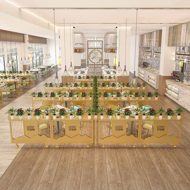 现代矮中餐厅隔断酒吧卡座615铁艺屏风矮围栏过道绿花架装饰护栏