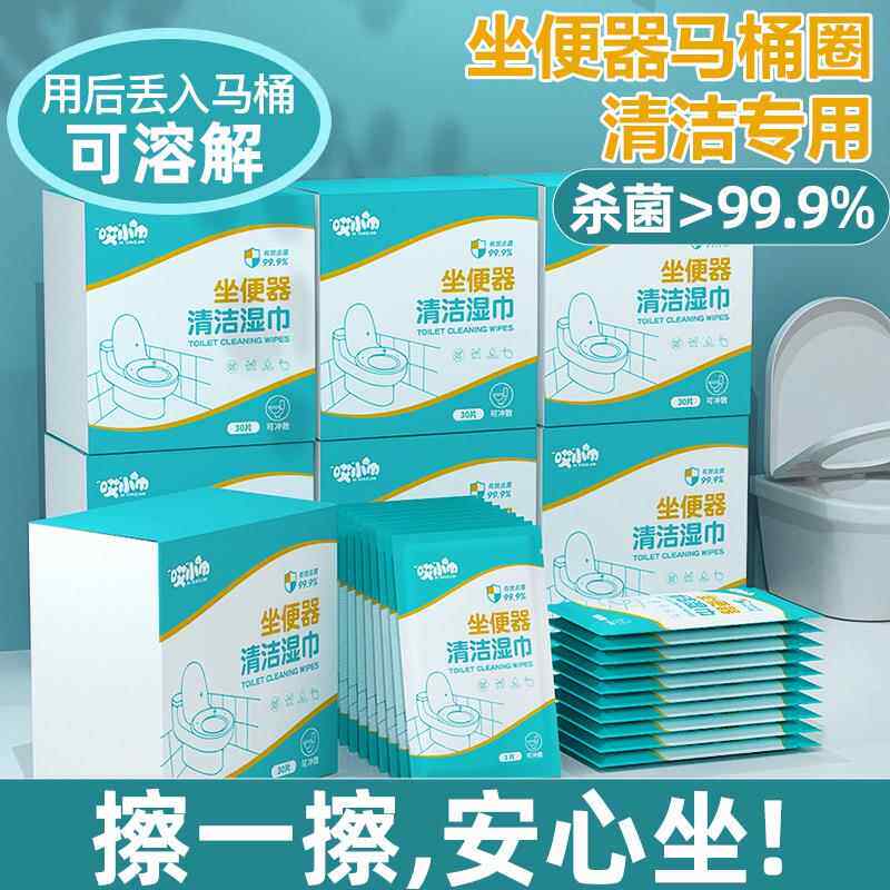 酒店宾馆公共卫生间马桶坐便器清洁湿巾便携小包单片盒装湿厕纸巾