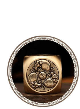 六面转转纯黄铜把件时来运转招财进宝男士礼品八方来财手把件