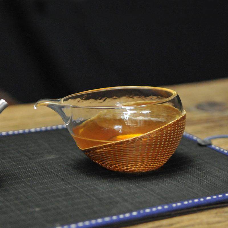 非遗公道杯竹编无铅透明玻璃鹰嘴水滴耐热公杯分茶器台湾禅意茶道,餐饮具,公道杯,淘宝优惠券,粉丝福利购,淘宝优惠卷