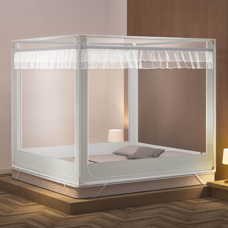 夏季简约方顶防摔防尘坐床全底回底蚊帐加厚烤漆支架婴幼儿床围挡