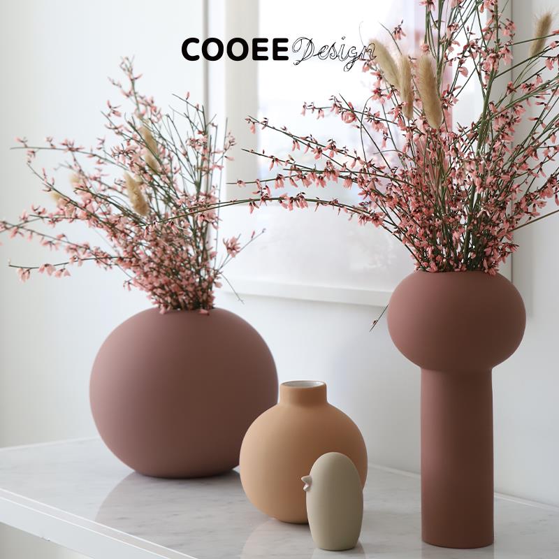瑞典Cooee Design莫兰迪陶瓷花瓶摆件客厅鲜花插花北欧球形花瓶