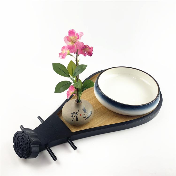 刺身摆盘装饰花草日料拼盘摆件酒店创意菜品木牌盘饰点缀造型荷花