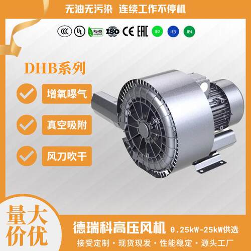 CNC节能风机高压风机旋涡鼓风机低噪音工业通风德瑞科DHB820系列