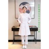 正品 女冬圆领偏襟加篮边白大褂美长服药店医服院工作服 容护士服袖