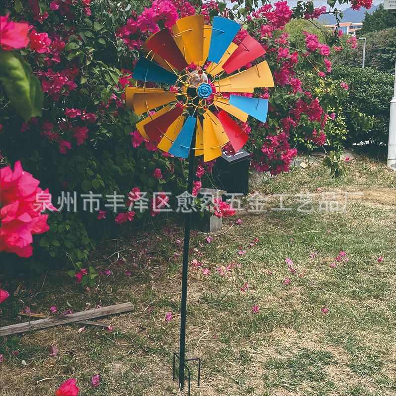 艺太阳能风车园林铁户外花园旋转庭园园艺装饰摆件
