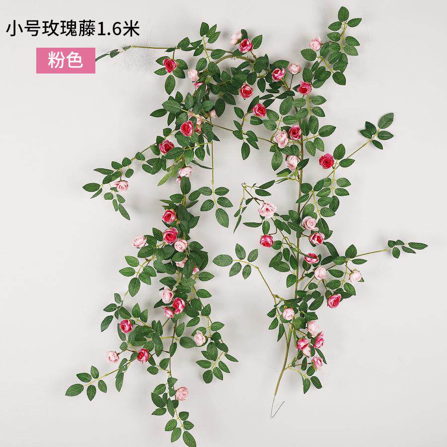 仿真玫瑰花藤塑料挂藤门头装饰婚礼摆件背景植物仿藤玫瑰藤条蔓藤