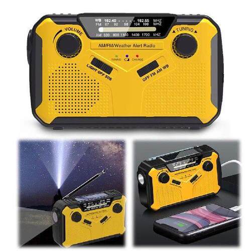Solar Radio with LED Flashlight Power Bank SOS AM/FM