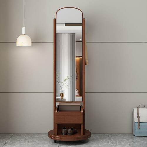 全身镜衣帽架一体实木落地挂衣架家用简约可移动试衣镜卧室穿衣镜