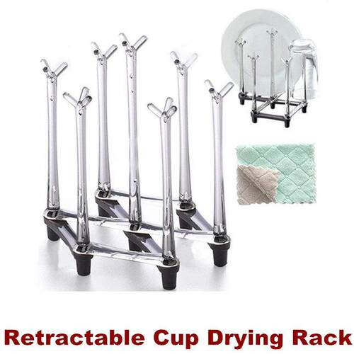 Retractable Cup Drying Rack Drinking Glass Drainer Stand