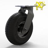 电泳全黑8寸充气橡胶脚轮万向轮打气轮酒店大堂行李推车服务车