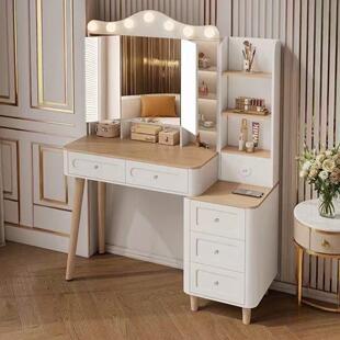 2025新款 简约多功能梳妆台卧室床头柜带镜收纳斗柜小户型化妆桌