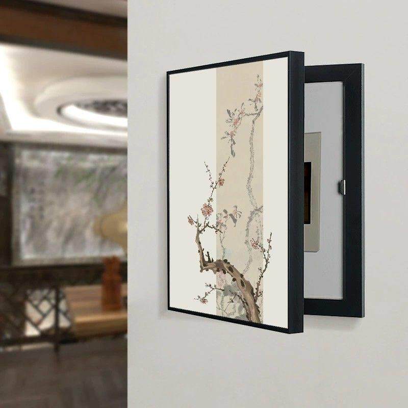 电表箱装饰画 画梅兰竹菊新中式竖版免打孔遮挡配电箱弱电闸空开