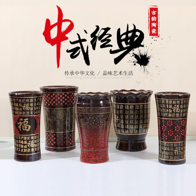陶瓷花盆大号高款古典创意特大号室内客厅种树绿萝特价清仓带托盘