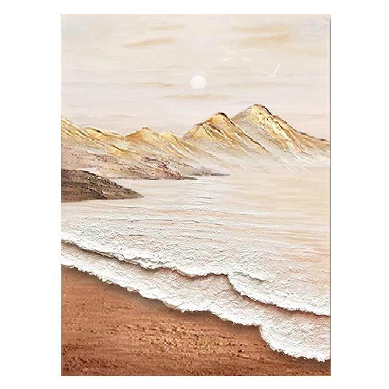侘寂风客厅装饰画海浪沙发背景墙落地油画简约奶油风肌理玄关挂画