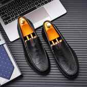 高档男气士皮鞋 真透休皮皮闲商务软软底上班面试低帮青年防滑耐磨