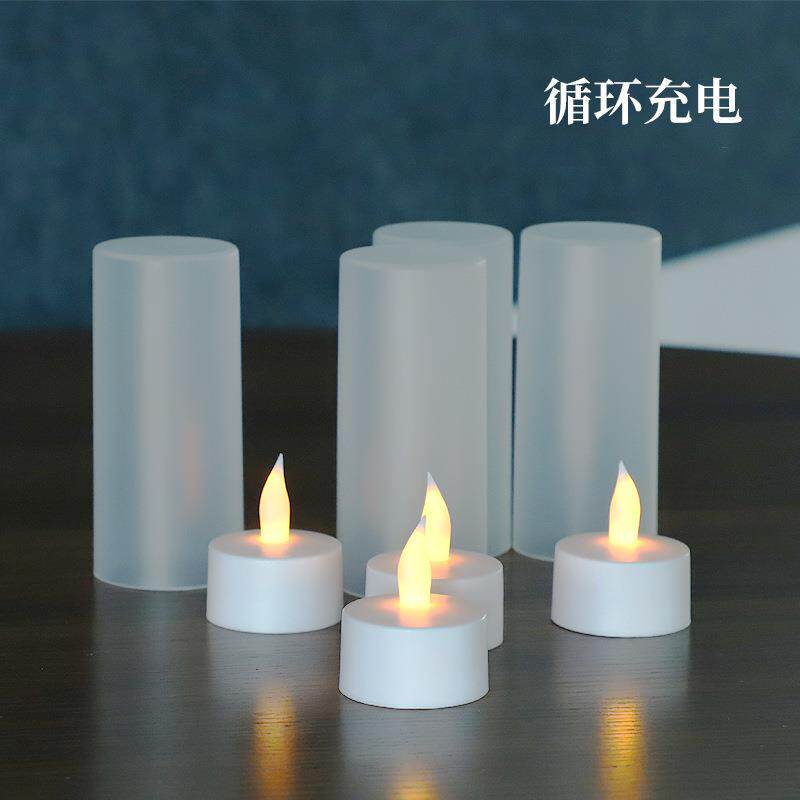 工厂4座LED充电生日婚礼派对装饰定时遥控电子蜡烛灯仿真电子蜡烛
