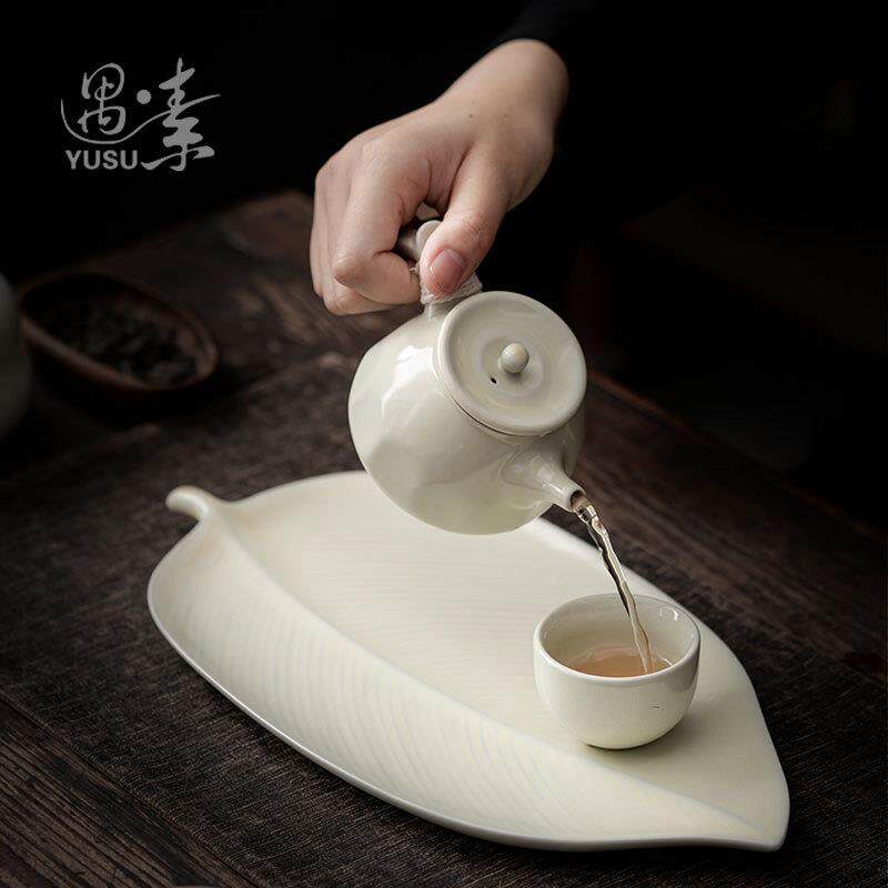创意树叶茶盘陶瓷干泡台家用泡茶托盘茶托杯子茶具茶壶收纳盘茶台