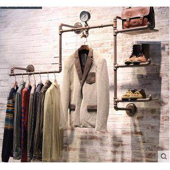 复古铁艺水管服装展示架陈列架壁挂上墙鞋包展示架货架置物架包邮