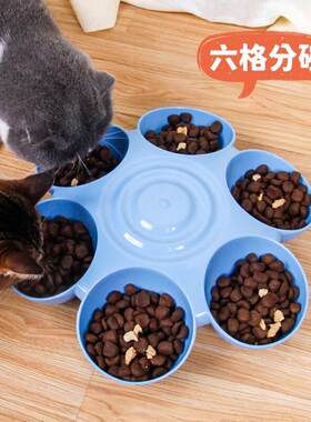 多功能宠物碗六碗一体防打翻多猫家庭猫碗小型犬吃饭喝水小狗水碗