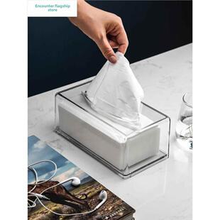 丙烯酸纸巾盒家庭客厅咖啡桌餐巾盒斯堪的纳维亚透明高端抽屉