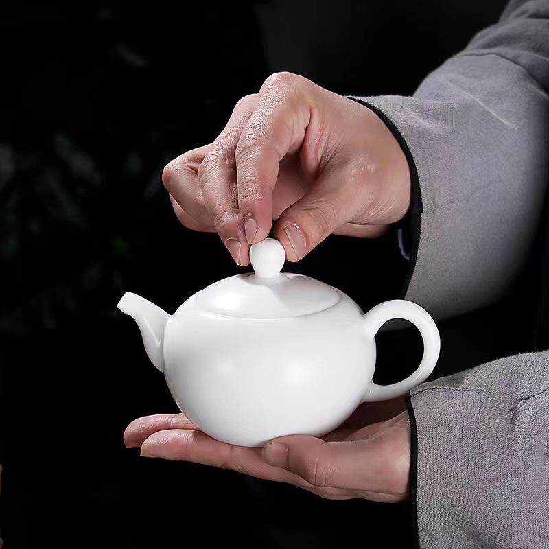 德化素茶壶EQP羊脂玉茶用具功夫泡茶简约家手工白玉瓷西施烧壶log