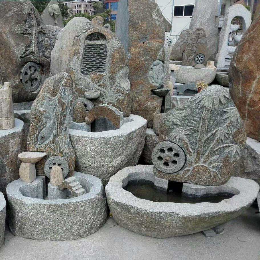 园林景观仿古老物喷泉鱼池现货 花园庭院假山流水喷泉摆件雕刻