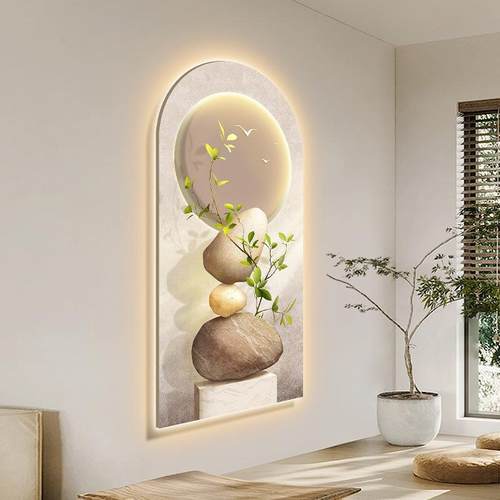 新款拱形时来运转LD发光入户玄关画J2309070装饰画灯画E客走厅挂