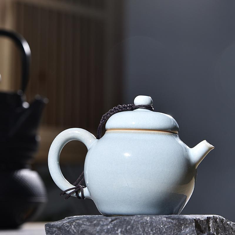 汝窑茶具茶壶单壶开片可养汝瓷陶瓷钧窑功夫办公茶道泡水壶泡茶器