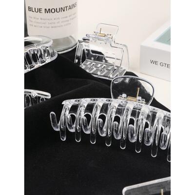 5Pcs Clear White Colors And Shapes Big Hair Claw Clips for W