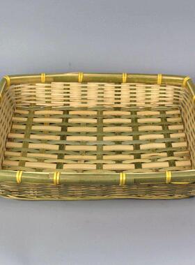 竹筐手工竹编织品竹编收纳筐长方形簸箕农家家用大号厨房水果店用