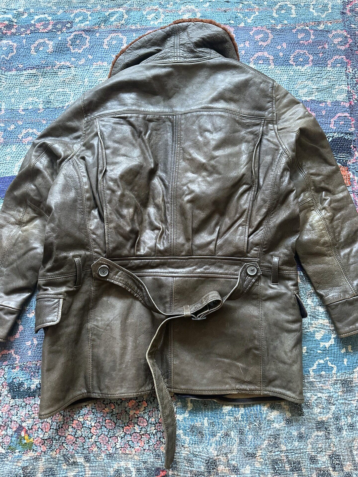 Levi's LVC Brown Fur Collar Leather Jacket — front