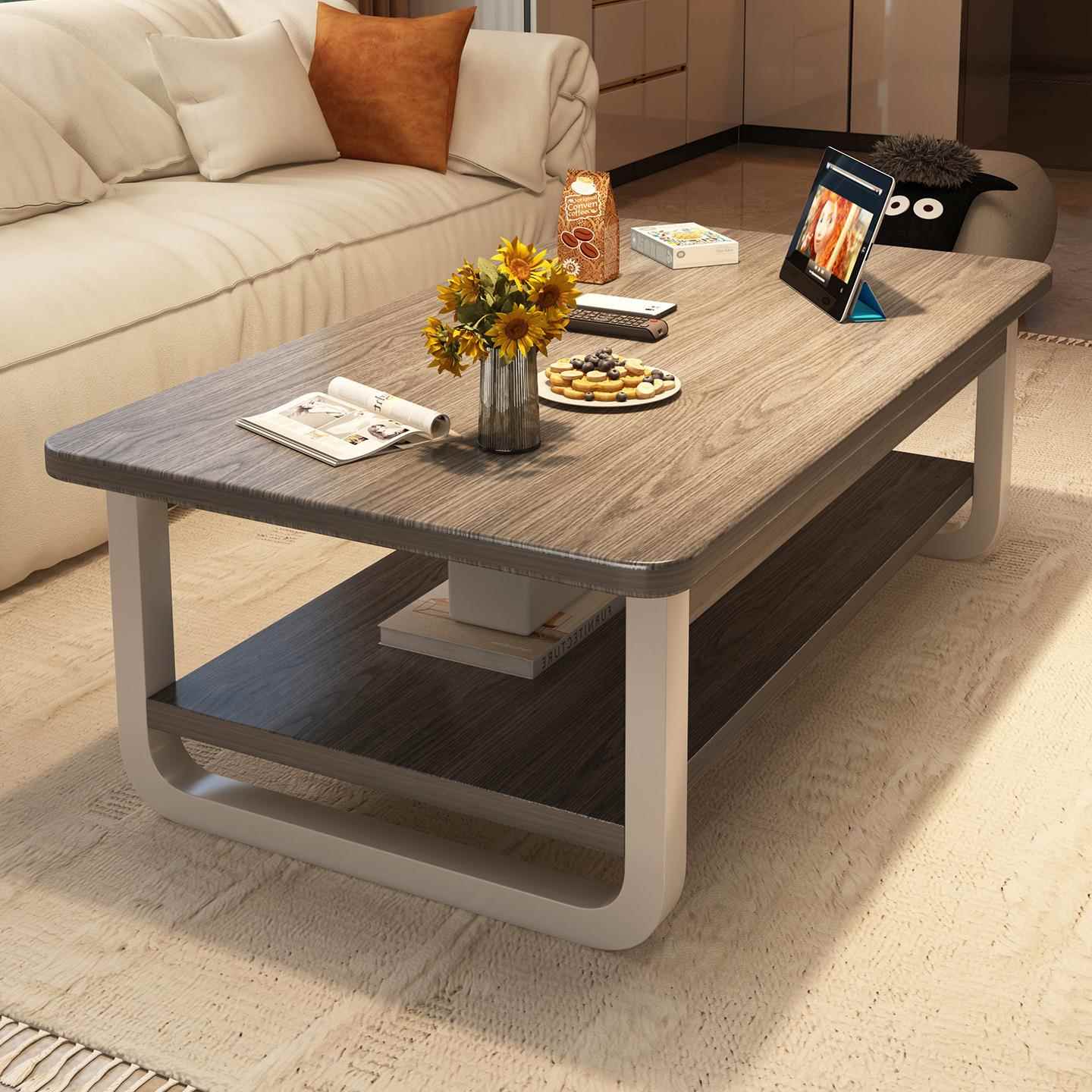 客厅茶几小户型家用双层小桌子简易出租屋用简约现代卧室沙发茶桌